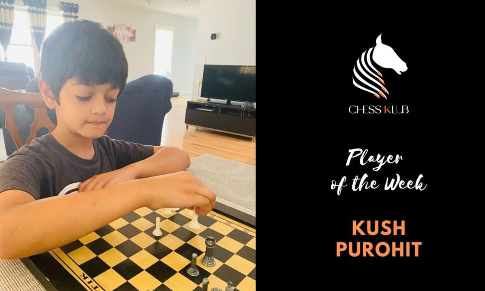 CHESSKLUB student Kush Purohit Champion of the week