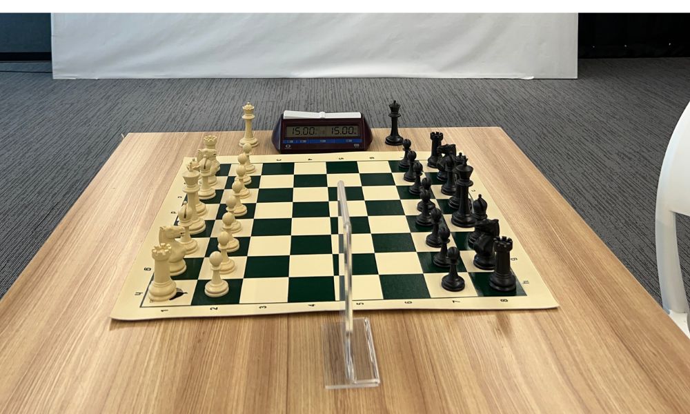 A professional chess game setup for CHESSKLUB students.