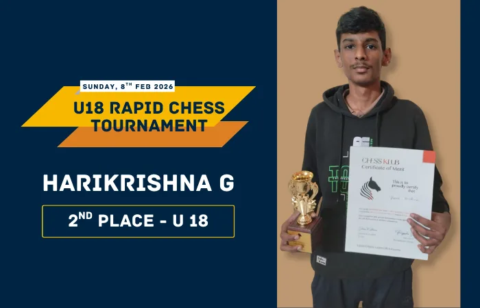 Harikrishna - Tournament Winner of U-18 Rapid Chess Tournament